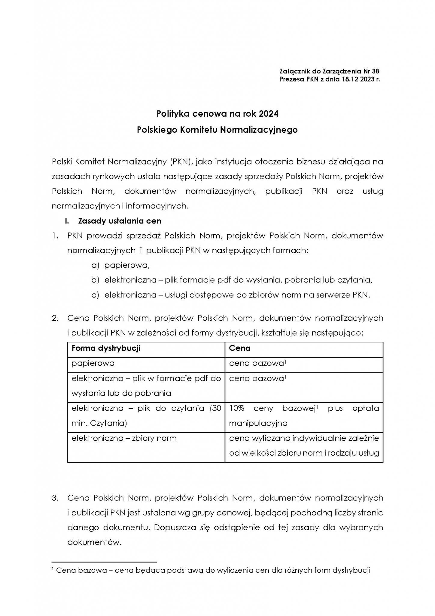 Print screen pierwszej strony dokumentu Polityka cenowa PKN 2024, otwierający całość tego dokumentu w formie PDF